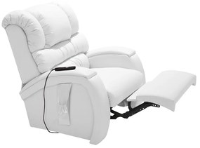 Poltrona do Papai Reclinável Elétrica com Controle Sala de Estar Oasis PU Sintético Branco G23 - Gran Belo