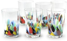Conjunto com 6 Copos Multicor Colorido Murano Cristais Cadoro