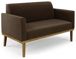 Sofá Namoradeira e 1 Poltrona Base Madeira Castanho Maressa Suede Marr
