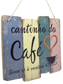 Quadro Decorativo de Madeira Cantinho do Café 25,5x30x1,5 cm - D'Rossi