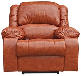 Poltrona do Papai Reclinável Elétrica com Massagem e USB Magnum PU Sintético Caramelo G23 - Gran Belo