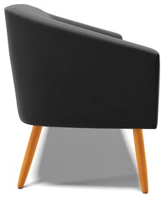 Namoradeira 02 Lugares Stella Suede Preto Pés Palito Castanho - D'Rossi