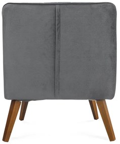Kit 2 Poltronas Decorativas Dalia Pés de Madeira Suede Cinza - Sheep Estofados - Cinza
