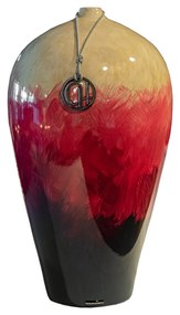 Vaso Bojudo Decorativo de Cerâmica 40x23x23 - Art Contemporânea Alto Brilho Kleiner