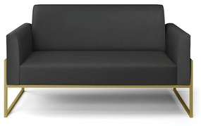 Sofá Namoradeira Base Industrial Alta Dourado Marisa Corino D03 - D'Rossi - Preto