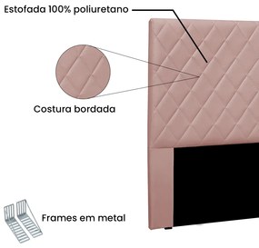 Cabeceira Cama Box Casal 140 cm Dubai Veludo S04 - D'Rossi - Rosa