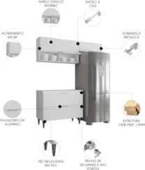 Armário de Cozinha CP03 Para Pia 100cm Pérola Z34 Branco    - Mpozenat