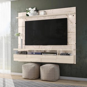 Painel TV 60 Pol 182cm Bancada Suspensa para Sala Quelen Calacata/Off White M20 - D'Rossi