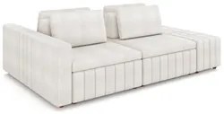Sofá Ilha e Puff Sala Living 285cm Siesta M22 Boucle Bege Claro - Mpoz