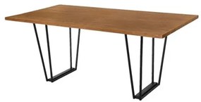 Mesa de Jantar Millor Tampo Mel com Base Preta de Aco 220cm - 70568 Sun House