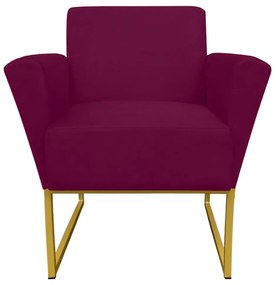 Poltrona Dora Suede Base Metálica Dourado D'Rossi - Vinho