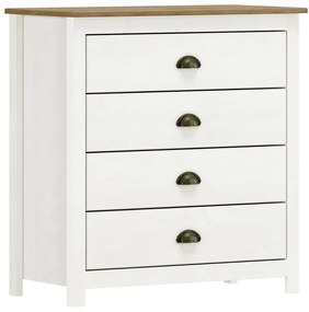 Cômoda Decorativa Madeira Maciça Osiris 4 Gavetas Branco/Freijó G74 - Gran Belo