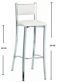 Banqueta Media Cromada com Estofamento Corino Branco 12492 Sun House
