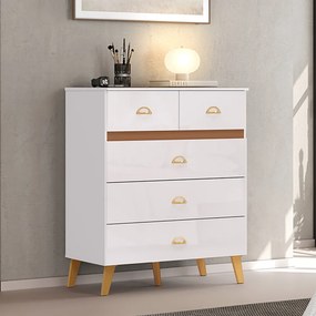 Cômoda Quarto 91cm com 5 Gavetas Isadora Flex Branco/Camarim V01 - D'Rossi