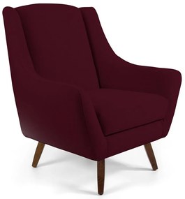 Poltrona Decorativa Sala de Estar Pés de Madeira Naomi Veludo Marsala G15 - Gran Belo