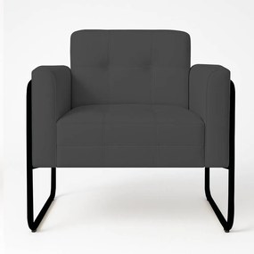 Poltrona Sala Industrial Alta Tubo Preto Elisa Sintético D03 - D'Rossi - Grafite