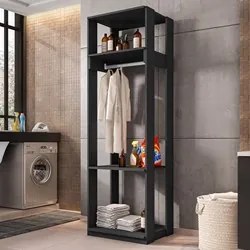Módulo Guarda Roupa Closet Com Prateleiras Titan Preto Velluto - Móvei
