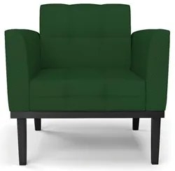 Poltrona Decorativa Base Madeira Preto Ana Veludo Luxo Verde - Ibiza