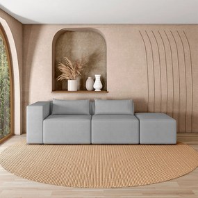 Sofá Versátil Sala de Estar Atlanta 358cm Modulado Veludo Cinza G52 - Gran Belo