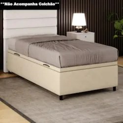 Base para Cama Box Baú Solteiro 88x188cm Hit Z04 Sintético Bege - Mpoz