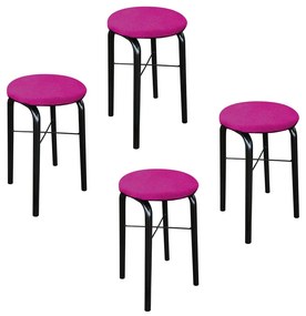 Kit 04 Banquetas Baixa Manu Suede - Pink