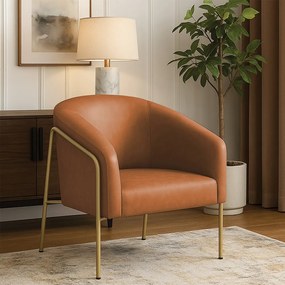 Poltrona Sala Industrial Alta Dourado Stella Sintético PU D03 - D'Rossi - Whisky