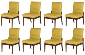 Conjunto 8 Cadeiras De Jantar Aurora Base Madeira Maciça Estofada Suede Amarelo