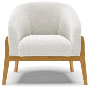 Poltrona Decorativa Base Madeira Stella Bouclê D03 - D'Rossi - Off White