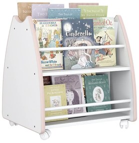 Biblioteca Porta Livros Infantil Abraço De Mãe 4 Rodízios - Branco/rosa
