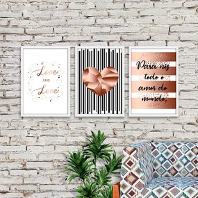 Kit 03 Quadros Decorativos "Todo Amor" 43x33 Cm Cada - D'Rossi