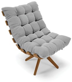 Poltrona Giratória Costela Suede Base de Madeira MA30 M11 - D'Rossi - Cinza
