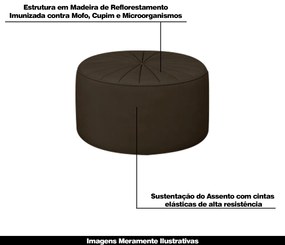 Kit 2 Puffs Decorativos Sala De Estar Round Veludo Marrom G45 - Gran Belo