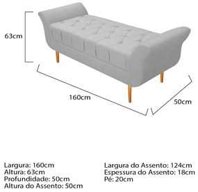 Recamier Estofado Ari 160 cm Queen Size Suede Branco - ADJ Decor