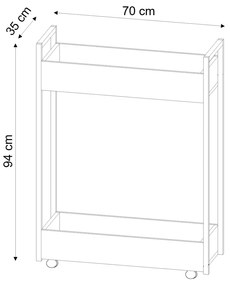 Carrinho Gourmet Auxiliar para Cozinha 2 Prateleiras Noah Preto M13 - D'Rossi - Branco