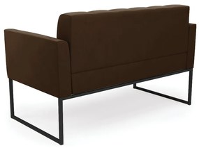 Kit 1 Sofá Namoradeira e 1 Poltrona Elisa Suede Base Metálica Industrial Preto - D'Rossi - Marrom