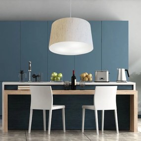 Lustre Pendente Cone Md-4156 Cúpula em Tecido 30/45x40cm Linho Bege - Bivolt