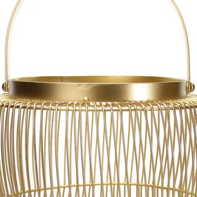 Lanterna Decorativa em Metal Dourado 32,5x21x21 cm - D'Rossi