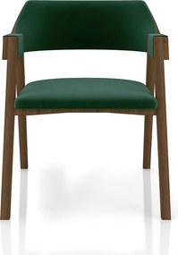 Cadeira Sala de Jantar e Jogos Carteados Madeira Maciça Poker Veludo Verde/Nogueira G42 - Gran Belo