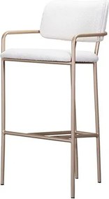Banqueta Alba Alta Bouclé Spring Neutro Base Metalizada Champagne - 77252 Sun House