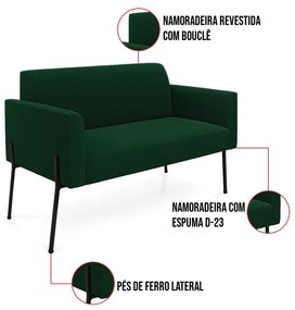 Namoradeira e Poltrona Pé Ferro Preto Marisa Bouclê D03 - D'Rossi - Verde