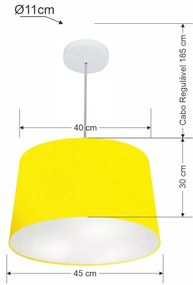 Lustre Pendente Cone Md-4156 Cúpula em Tecido 30/45x40cm Amarelo - Bivolt