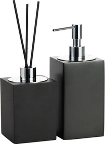 Conjunto Banheiro Duo Quadrado Resina Preto Fosco - Cromado