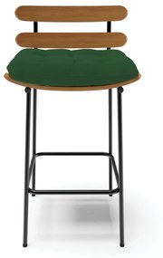 Kit 04 Banquetas Costela Veludo Base Metálica Preto - D'Rossi - Verde