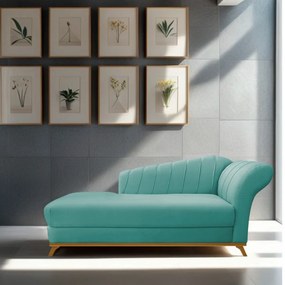 Recamier Vanessa 160cm Lado Esquerdo Suede Azul Tiffany - ADJ Decor