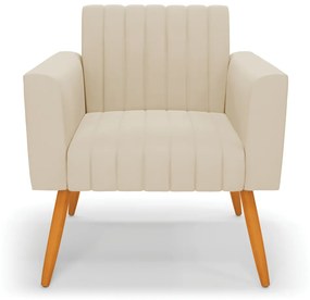 Kit 2 Poltronas Viena Gomada Suede Pés Palito Castanho - D'Rossi - Bege