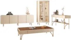 Buffet Aparador Cristaleira e Mesa de Centro Agnes Off/Castanho H01 -