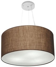 Lustre Pendente Cilíndrico Md-4189 Cúpula em Tecido 50x30cm Café - Bivolt