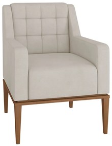 Poltrona Decorativa Sala de Estar Madonna Suede Bege G52 - Gran Belo