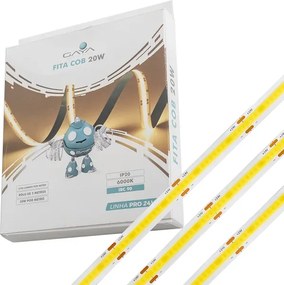 Fita De Led Cob 20W Por Metro 24V Irc90 5 Metros - LED BRANCO FRIO (6000K)
