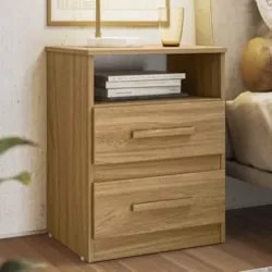 Mesa de Cabeceira Para Quarto 2 Gavetas Kit 2 Ares Z17 freijó - Mpozen